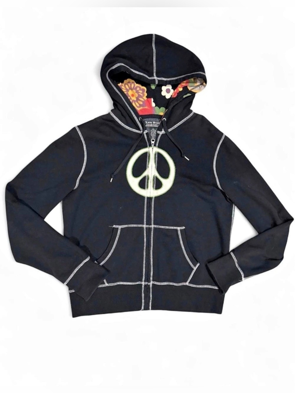 Lucky Brand Vintage Zip Hoodie Black